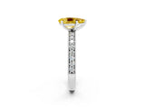 White gold Pear Cut Yellow Sapphire Milgrain Pavé Engagement Ring with Four-Prong Setting_26