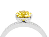 White gold Pear Cut Yellow Sapphire Milgrain Pavé Engagement Ring with Four-Prong Setting_28