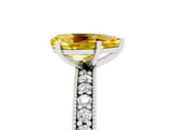 White gold Pear Cut Yellow Sapphire Milgrain Pavé Engagement Ring with Four-Prong Setting_29
