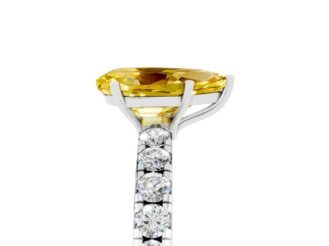White gold Pear Cut Yellow Sapphire Pavé Solitaire Engagement Ring with Four-Prong Setting_17