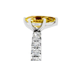 White gold Pear Cut Yellow Sapphire Pavé Solitaire Ring with Round Band and Prong Setting_17