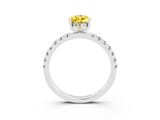 White gold Pear Cut Yellow Sapphire Pave Band Solitaire Ring with Four-Prong Setting_63