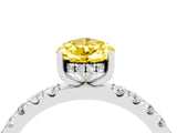 White gold Pear Cut Yellow Sapphire Pave Band Solitaire Ring with Four-Prong Setting_64
