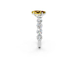 White gold Pear Cut Yellow Sapphire Prong Setting with Side Stones on a Pave Band_26