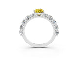 White gold Pear Cut Yellow Sapphire Prong Setting with Side Stones on a Pave Band_27