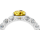 White gold Pear Cut Yellow Sapphire Prong Setting with Side Stones on a Pave Band_28