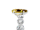 White gold Pear Cut Yellow Sapphire Prong Setting with Side Stones on a Pave Band_29