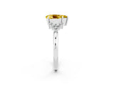White gold Pear Cut Yellow Sapphire Ring with Side Stones and Four-Prong Setting_62