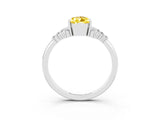 White gold Pear Cut Yellow Sapphire Ring with Side Stones and Four-Prong Setting_63