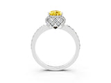 White gold Pear Cut Yellow Sapphire Scalloped Halo Engagement Ring with Round Shared Prong Band_27
