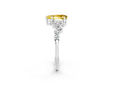 White gold Pear Cut Yellow Sapphire Scattered Round Accent Ring with Prong Setting_26