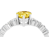 White gold Pear Cut Yellow Sapphire Scattered Round Accent Ring with Prong Setting_28