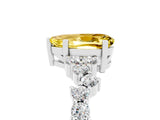 White gold Pear Cut Yellow Sapphire Scattered Round Accent Ring with Prong Setting_29