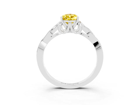 White gold Pear Cut Yellow Sapphire Solitaire Celtic Knot Ring with Four-Prong Setting_39