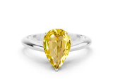 White gold Pear Cut Yellow Sapphire Solitaire Engagement Ring with Cathedral Setting and Four-Prong Mount_24