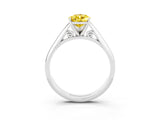 White gold Pear Cut Yellow Sapphire Solitaire Engagement Ring with Cathedral Setting and Four-Prong Mount_27