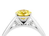 White gold Pear Cut Yellow Sapphire Solitaire Engagement Ring with Cathedral Setting and Four-Prong Mount_28