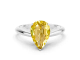 White gold Pear Cut Yellow Sapphire Solitaire Engagement Ring with Cathedral Setting and Four-Prong Mount_30