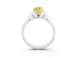 White gold Pear Cut Yellow Sapphire Solitaire Engagement Ring with Cathedral Setting and Four-Prong Mount_33