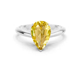 White gold Pear Cut Yellow Sapphire Solitaire Engagement Ring with Cathedral Setting and Four-Prong Mount_96