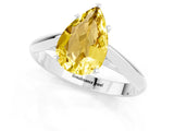 White gold Pear Cut Yellow Sapphire Solitaire Engagement Ring with Cathedral Setting and Four-Prong Mount_97