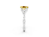 White gold Pear Cut Yellow Sapphire Solitaire Engagement Ring with Celtic Knot Band and Four-Prong Setting_26