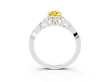 White gold Pear Cut Yellow Sapphire Solitaire Engagement Ring with Celtic Knot Band and Four-Prong Setting_27