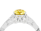 White gold Pear Cut Yellow Sapphire Solitaire Engagement Ring with Celtic Knot Band and Four-Prong Setting_28