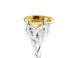 White gold Pear Cut Yellow Sapphire Solitaire Engagement Ring with Celtic Knot Band and Four-Prong Setting_29