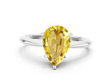 White gold Pear Cut Yellow Sapphire Solitaire Engagement Ring with Classic Band and Four-Prong Setting_36