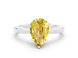 White gold Pear Cut Yellow Sapphire Solitaire Engagement Ring with Classic Band and Four-Prong Setting_48