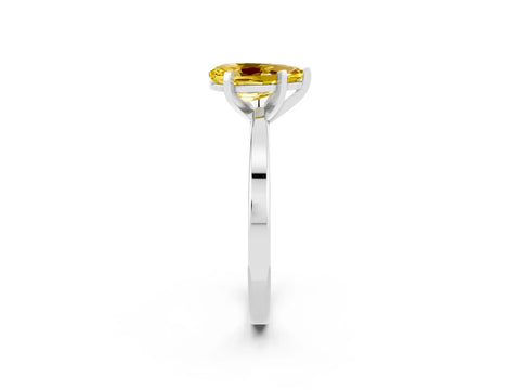 White gold Pear Cut Yellow Sapphire Solitaire Engagement Ring with Classic Band and Four-Prong Setting_50
