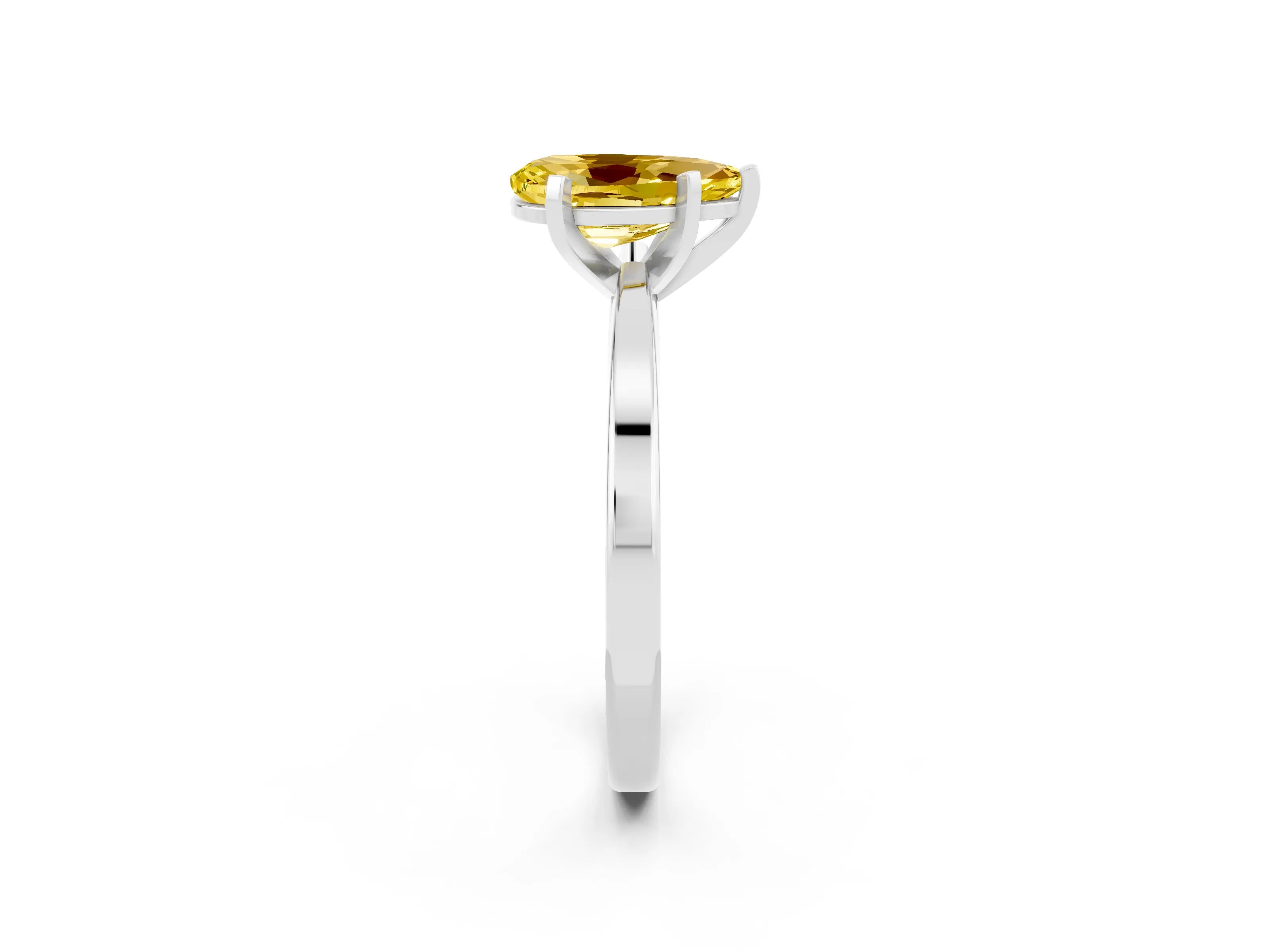White gold Pear Cut Yellow Sapphire Solitaire Engagement Ring with Classic Band and Four-Prong Setting_50