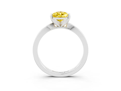 White gold Pear Cut Yellow Sapphire Solitaire Engagement Ring with Classic Band and Four-Prong Setting_51