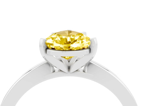 White gold Pear Cut Yellow Sapphire Solitaire Engagement Ring with Classic Band and Four-Prong Setting_52