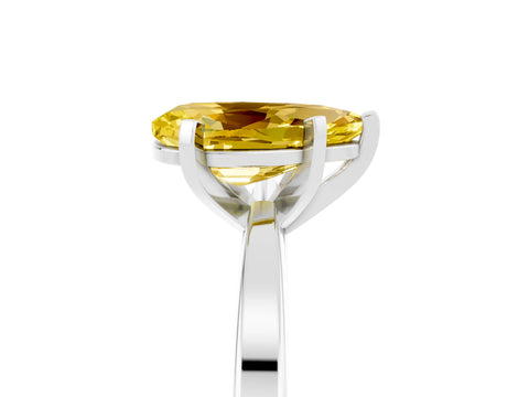 White gold Pear Cut Yellow Sapphire Solitaire Engagement Ring with Classic Band and Four-Prong Setting_53