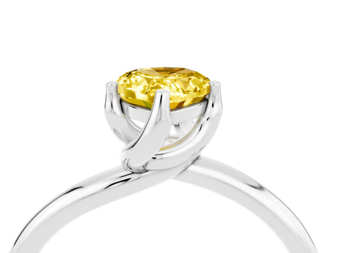 White gold Pear Cut Yellow Sapphire Solitaire Engagement Ring with Four-Prong Setting and Classic Band_16