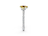 White gold Pear Cut Yellow Sapphire Solitaire Engagement Ring with Pavé Band and Four-Prong Setting_38