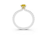 White gold Pear Cut Yellow Sapphire Solitaire Engagement Ring with Pavé Band and Four-Prong Setting_39