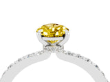 White gold Pear Cut Yellow Sapphire Solitaire Engagement Ring with Pavé Band and Four-Prong Setting_40