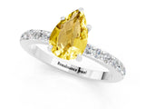 White gold Pear Cut Yellow Sapphire Solitaire Engagement Ring with Pavé Band and Four-Prong Setting_49