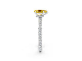 White gold Pear Cut Yellow Sapphire Solitaire Engagement Ring with Pavé Band and Four-Prong Setting_50
