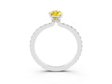 White gold Pear Cut Yellow Sapphire Solitaire Engagement Ring with Pavé Band and Four-Prong Setting_51