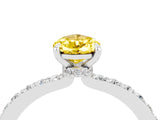 White gold Pear Cut Yellow Sapphire Solitaire Engagement Ring with Pavé Band and Four-Prong Setting_52