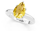 White gold Pear Cut Yellow Sapphire Solitaire Engagement Ring with Round Band and Four-Prong Setting_49