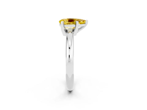 White gold Pear Cut Yellow Sapphire Solitaire Engagement Ring with Round Band and Four-Prong Setting_50