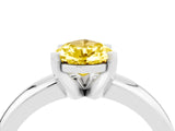 White gold Pear Cut Yellow Sapphire Solitaire Engagement Ring with Round Band and Four-Prong Setting_52