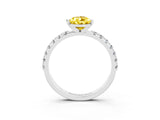 White gold Pear Cut Yellow Sapphire Solitaire Pavé Band with Four-Prong Setting_27