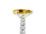 White gold Pear Cut Yellow Sapphire Solitaire Pavé Band with Four-Prong Setting_29