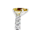 White gold Pear Cut Yellow Sapphire Solitaire Pavé Engagement Ring with Round Band and Prong Setting_17